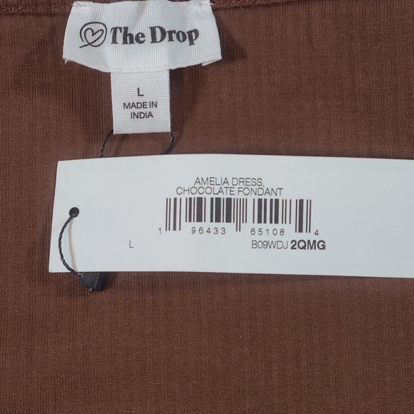 The Drop Ameila Dress Choclate Fondant Sleeveless Ribbed Dress NWT L Hi Low - Picture 5 of 11